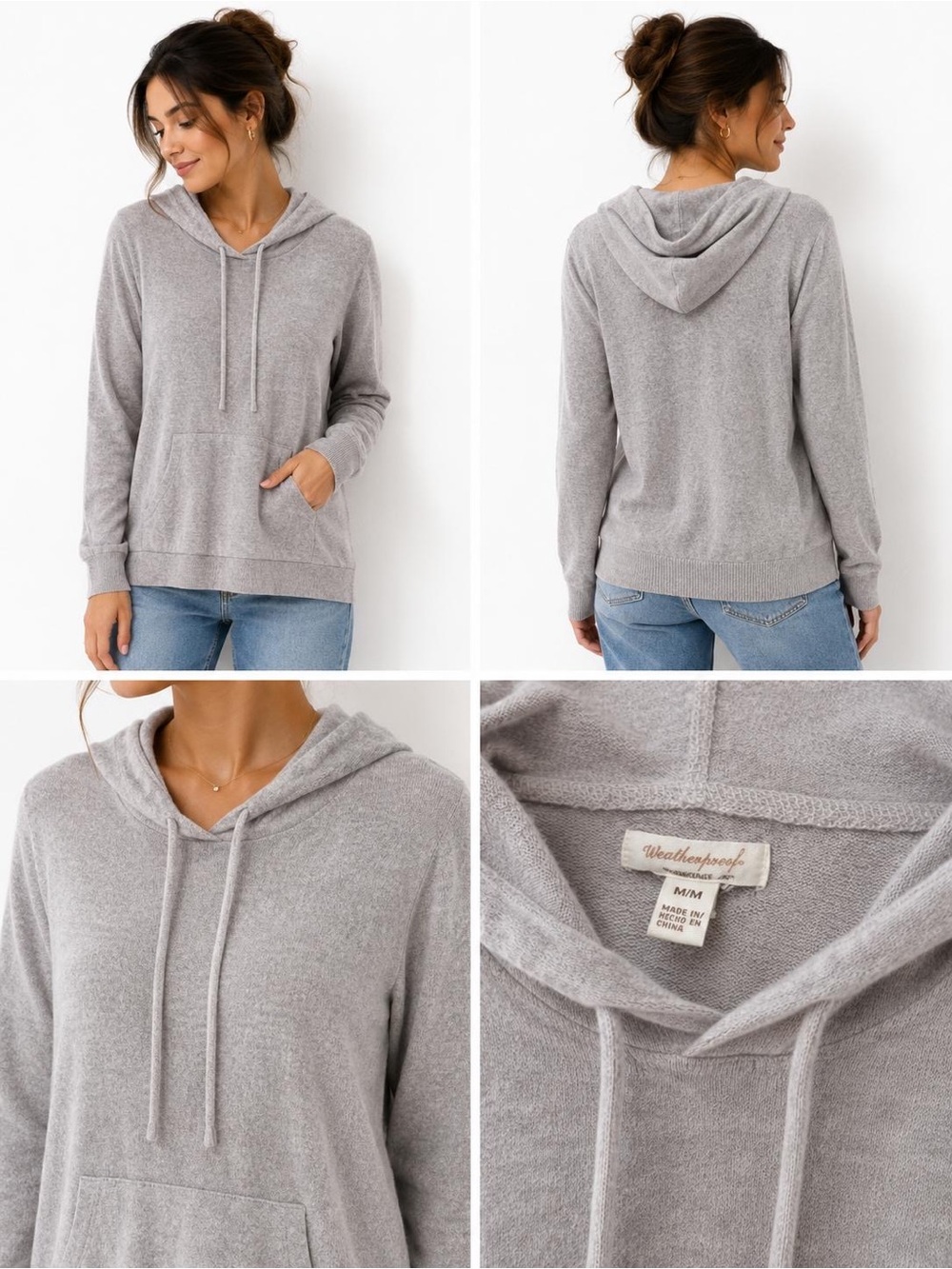 Weatherproof Heather Gray Hooded Pullover Sweatshirt